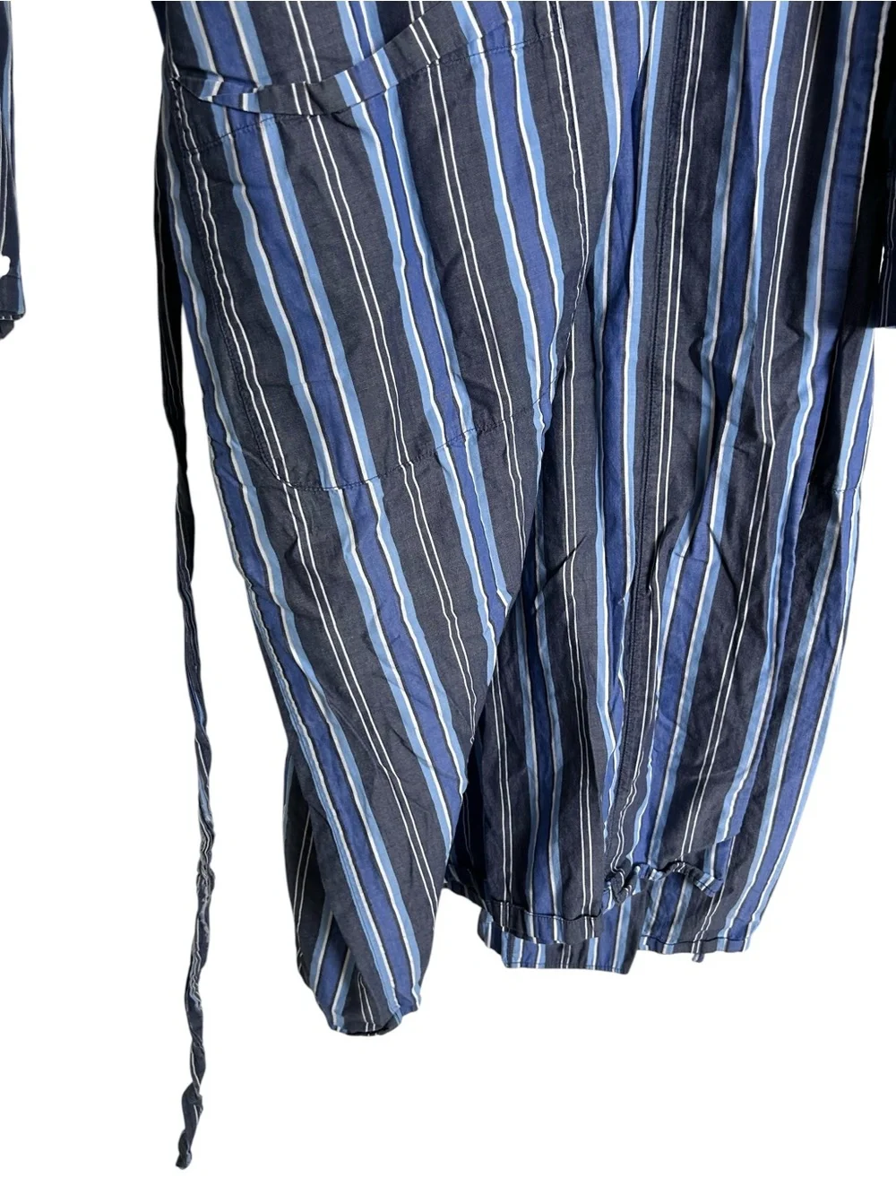 Men’s Polo Ralph Lauren Cotton Robe Blue Stripe L/XL Pockets Lightweight